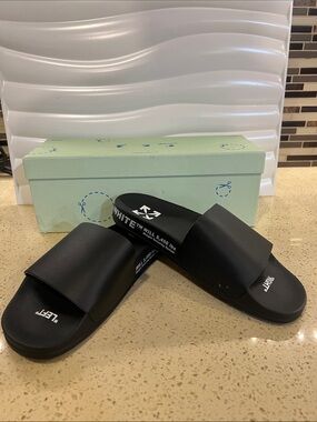 Off-White Black Slide Sandals with White Logo